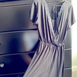 Francesca’s Black Lace Tie Back Sleeve Dress S